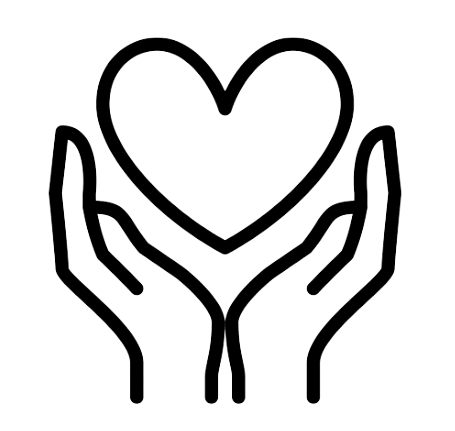 Drawing of a heart being held by two hands