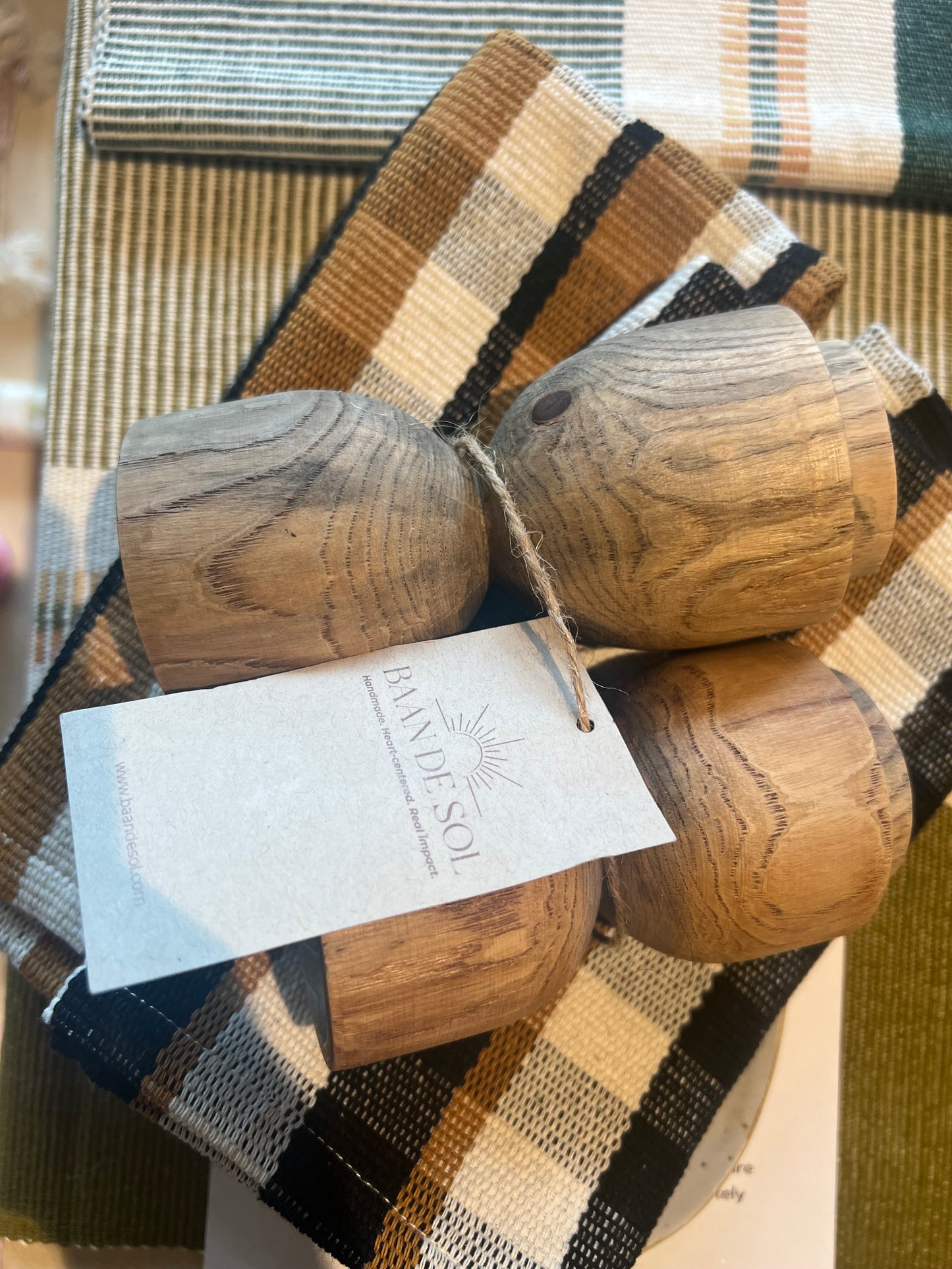 Kitchen Towels (2) and Indian Mangrove Wood Candle Holders