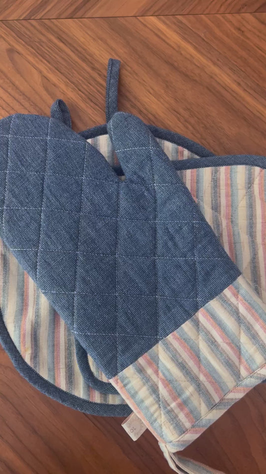 Indigo Oven Mitt + Potholder + Tortilla Warmer Bundle